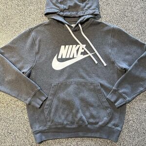 Nike Sportswear Club Fleece Hoodie Mens Size S Grey White Logo BV2973 071‎